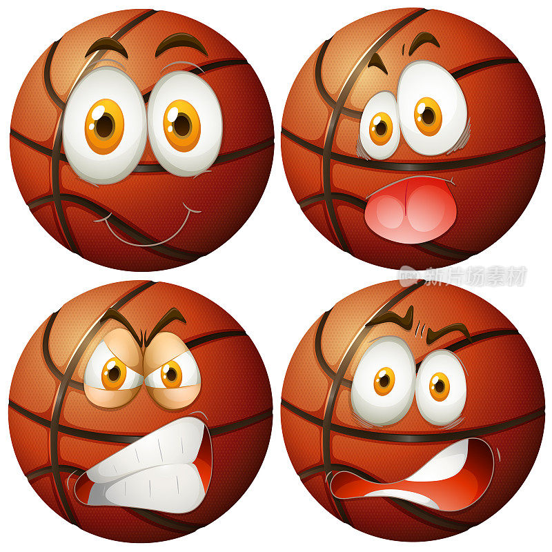 四种不同情感的篮球