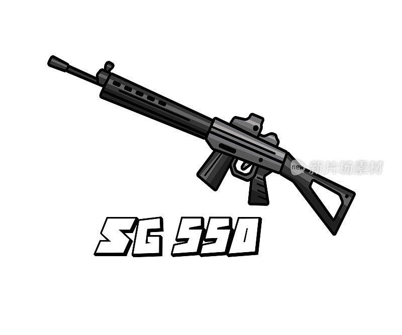 突击步枪武器模型sg550卡通设计