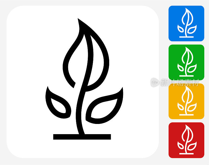 生长植物与叶图标