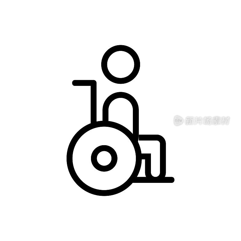 残疾人在轮椅上的图标矢量轮廓说明