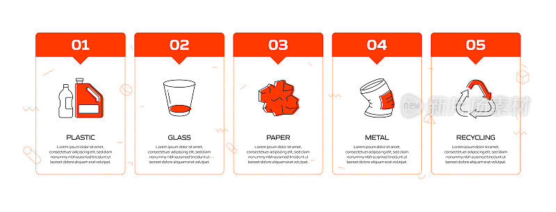 回收和零浪费信息图模板，元素和图标。简单的矢量信息图设计