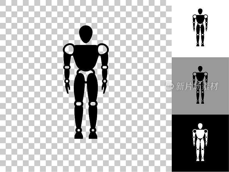 机器人身体图标在棋盘透明的背景