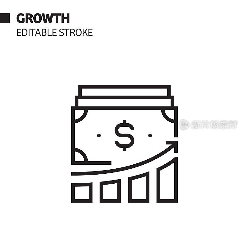 生长线图标，轮廓向量符号插图。