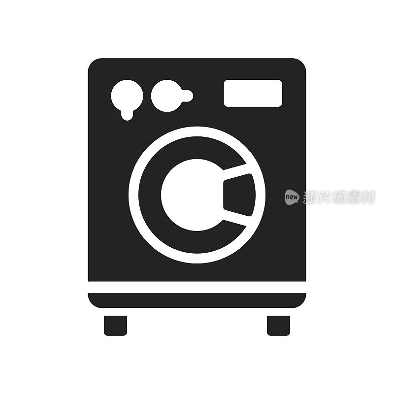 洗衣机图标，矢量符号插图。