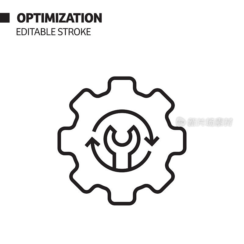 优化线图标，轮廓矢量符号插图。