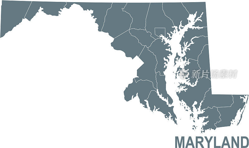 马里兰的基本地图，包括边界线
