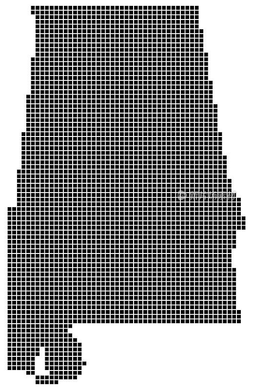阿拉巴马州地图正方形点风格