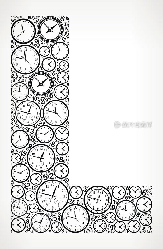 字母L在时间和时钟矢量图标模式