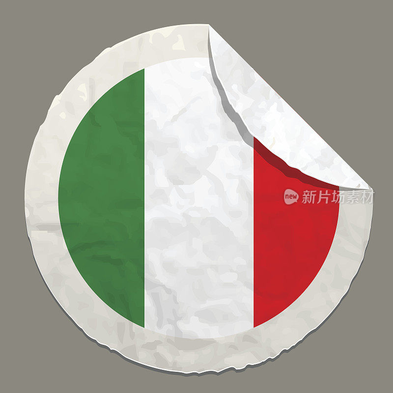 意大利国旗上的纸标签