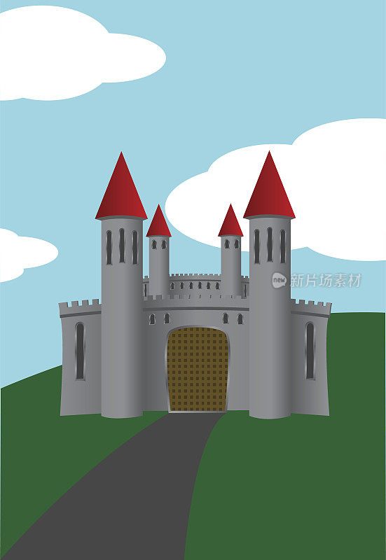 卡通城堡城堡塔向量