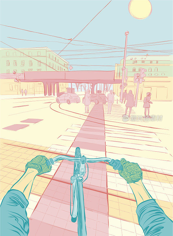 自行车司机视角下的城市场景