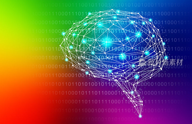 彩虹智能人工大脑母亲电脑。插图的背景图片。