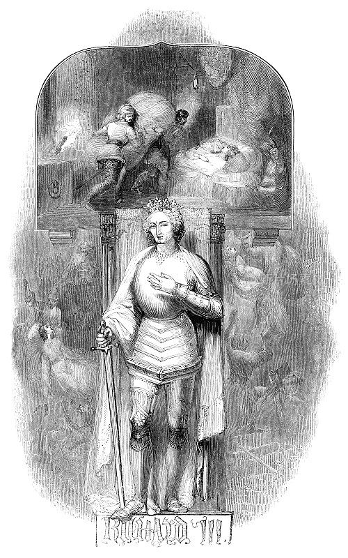 理查三世与场景从戏剧-莎士比亚的作品