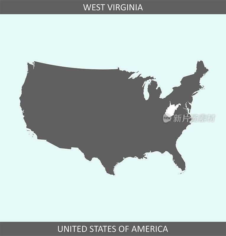 西弗吉尼亚州的美国地图