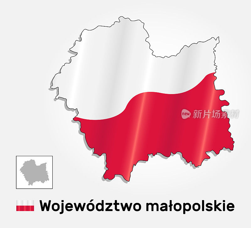 地图波兰vovodeship小波兰结合挥舞波兰国旗-向量