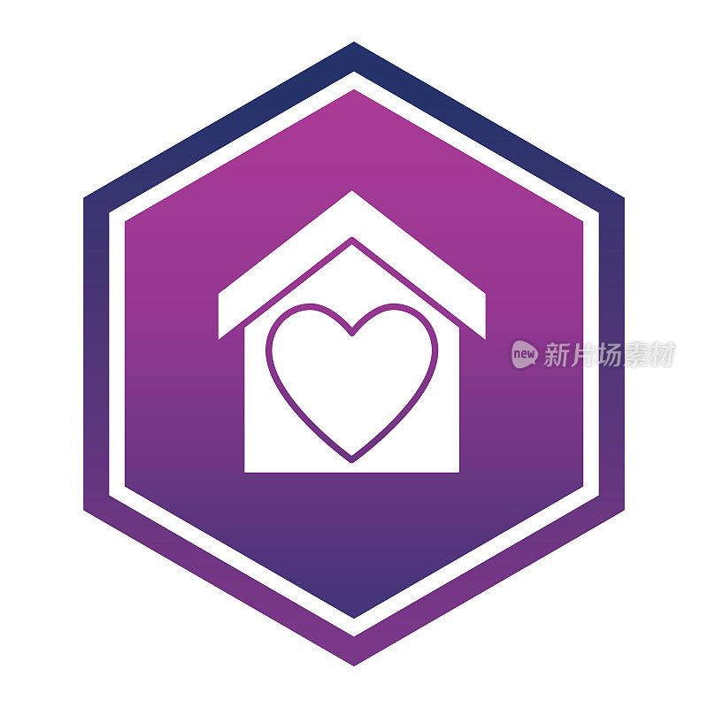 慈善图标上的紫色梯度六边形背景