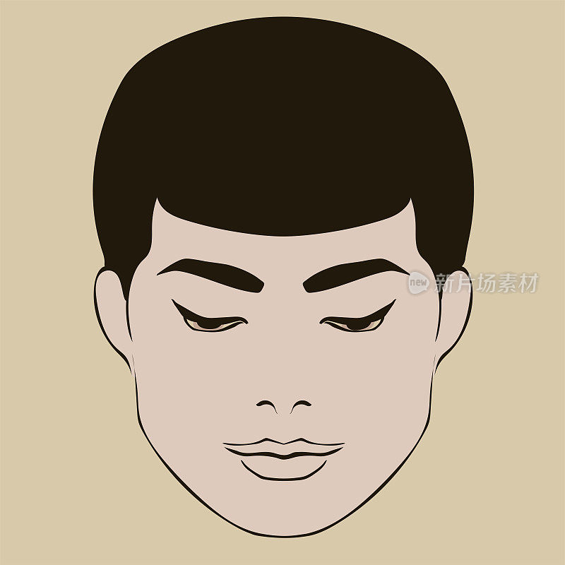 一个东方人面孔的简洁素描