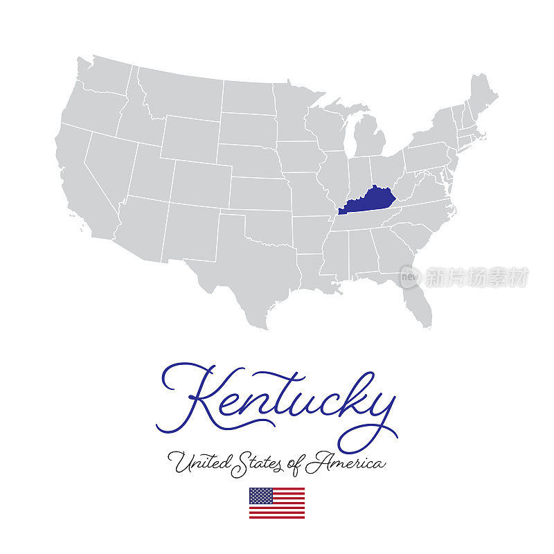 肯塔基在美国矢量地图插图