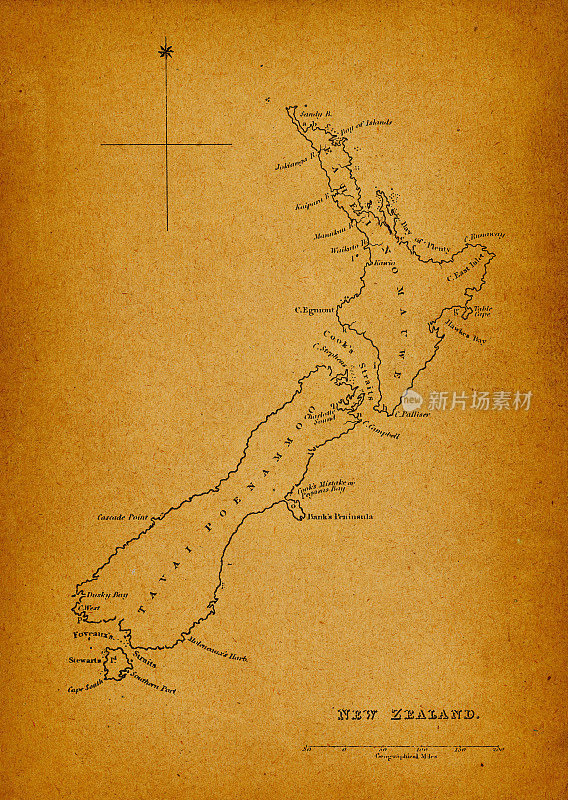 旧纸上的新西兰古图