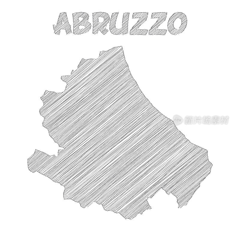 手绘在白色背景上的阿布鲁佐地图