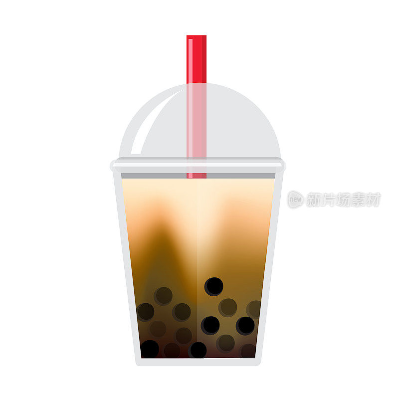 泡泡或奶茶经典奶茶红糖味全色图标在白色的背景