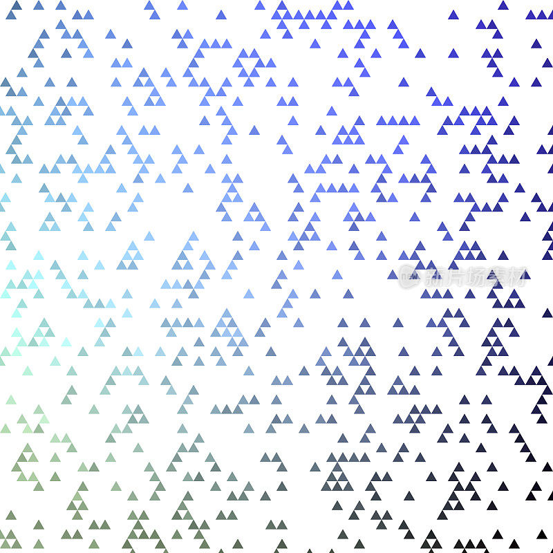 分散的等边三角形。使用颜色渐变，使每个对象都有自己的颜色。