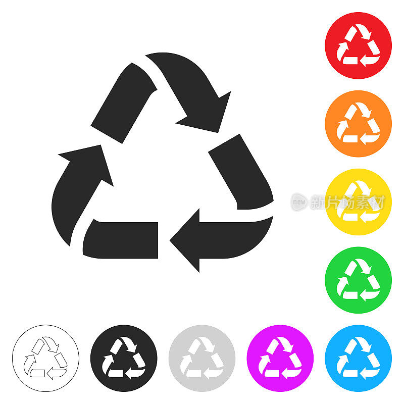 “回收利用”。按钮上不同颜色的平面图标