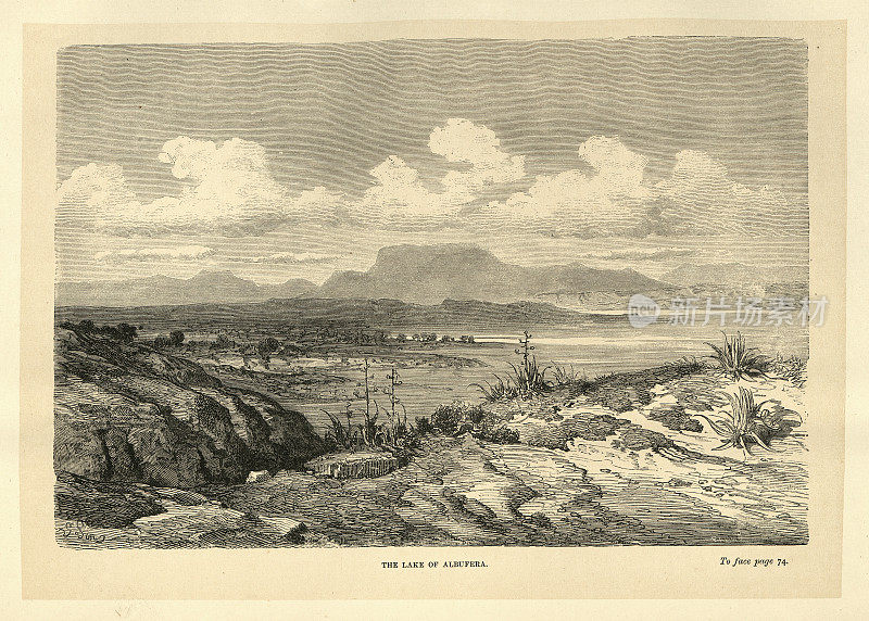 阿尔布费拉湖，西班牙巴伦西亚，西班牙风景，19世纪古斯塔夫多雷