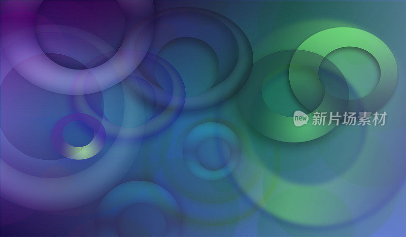 彩色抽象几何圆。三色设计:蓝、绿、紫三色。