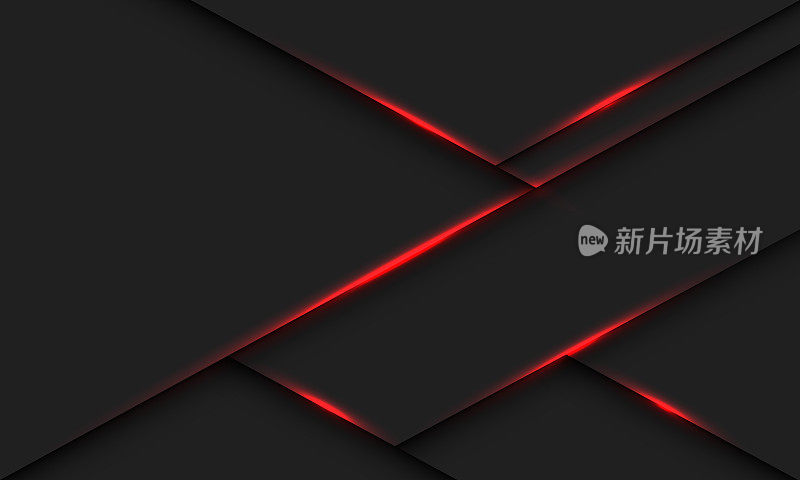 抽象的红色光阴影几何深灰色设计现代未来主义技术背景矢量插图。