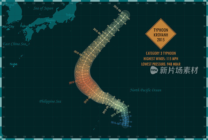 台风克鲁旺2015菲律宾海洋轨迹信息图