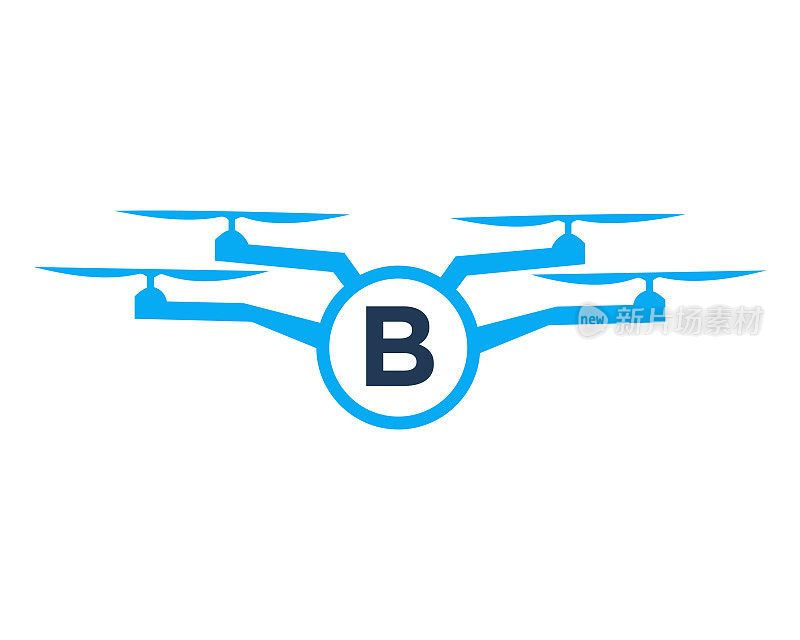无人机标志设计上的字母B概念。摄影无人机矢量模板