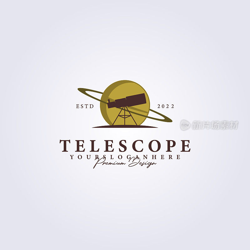 望远镜空间行星天文学标志矢量插图设计