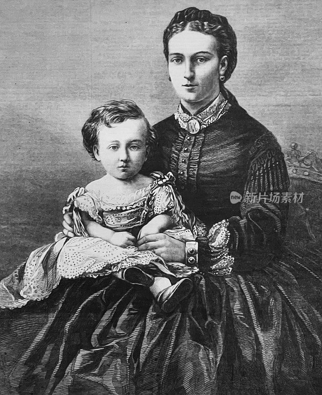 威尔士王妃和婴儿阿尔伯特・维克多王子