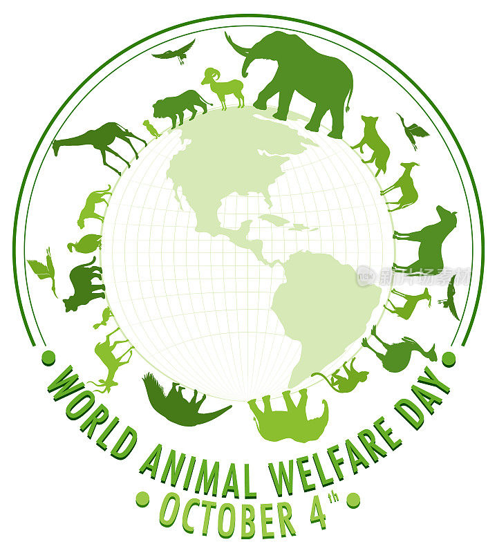 世界动物福利日概念向量