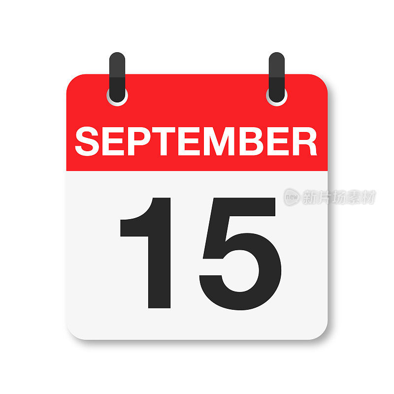 9月15日-每日日历图标-白色背景