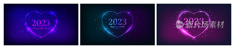 2023霓虹新年快乐背景