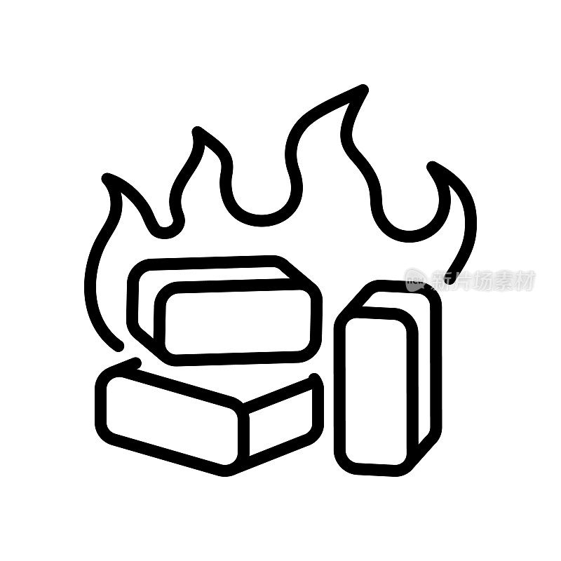 煤球燃料图标。火，热，生态燃料，木屑，外壳，能源的概念。