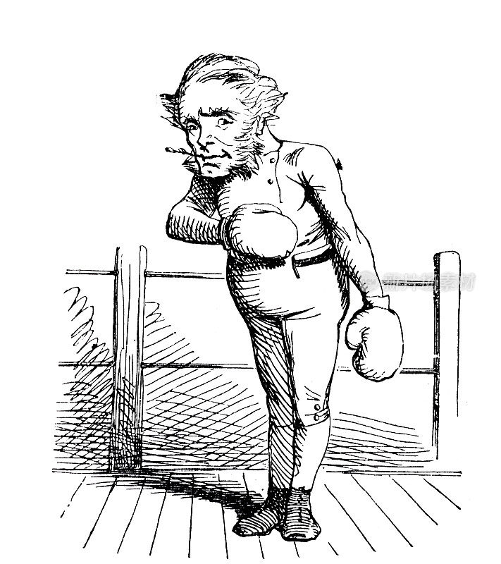 一个戴着拳击手套的男人站在拳击场上鞠躬，一只手放在心脏，在白色背景上裁剪出来
