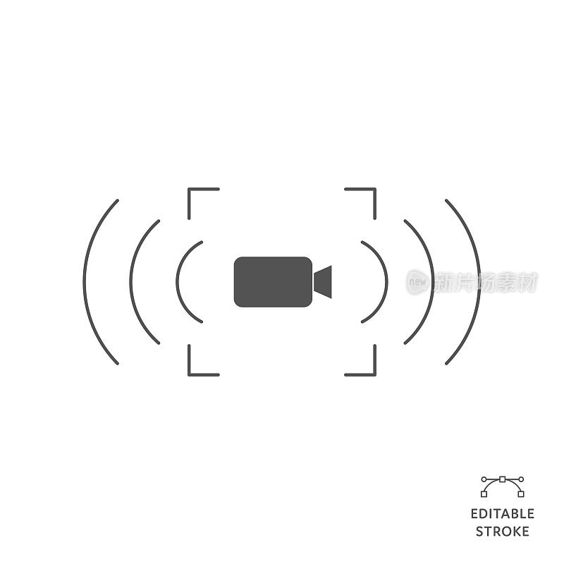 视频记录平线图标与可编辑的笔画。Icon适用于网页设计、移动应用、UI、UX和GUI设计。