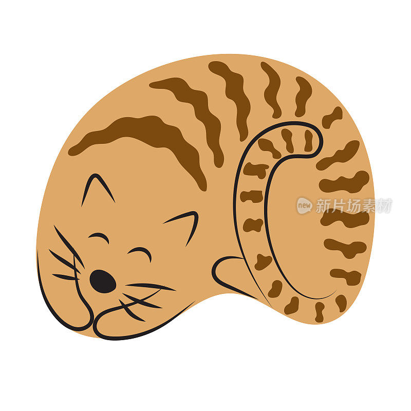 椭圆形红色虎斑猫。宠物睡觉。