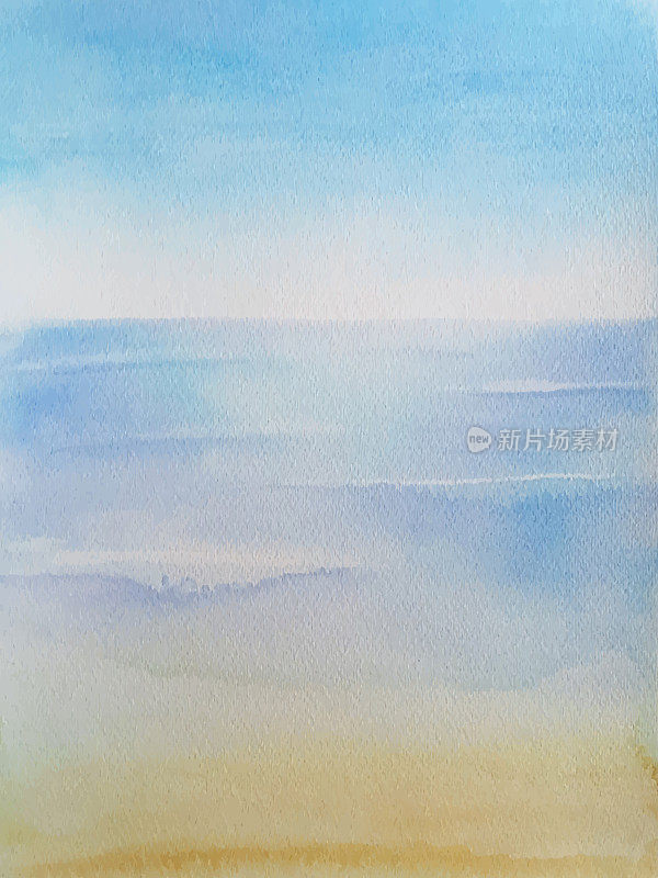 矢量插图的水彩画海洋。