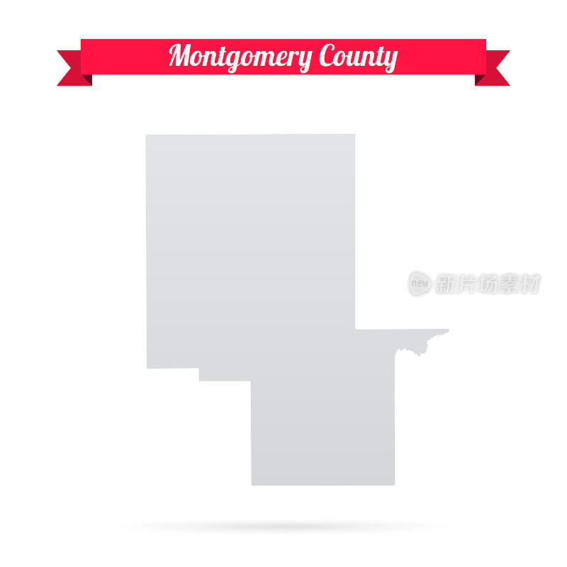 蒙哥马利县，密西西比州。白底红旗地图