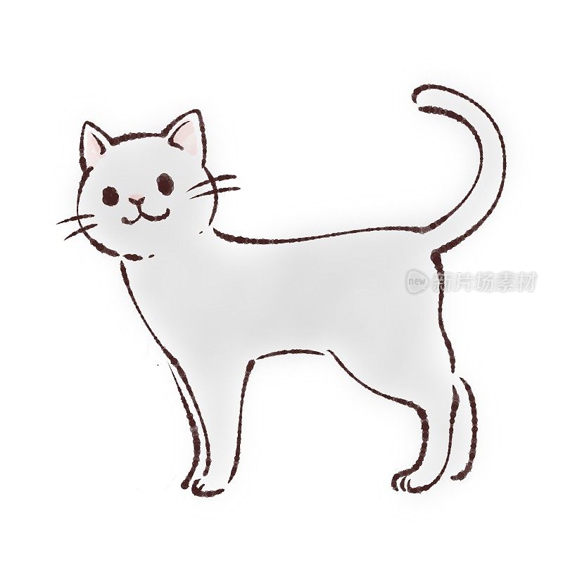 简单的手绘猫插图材料
