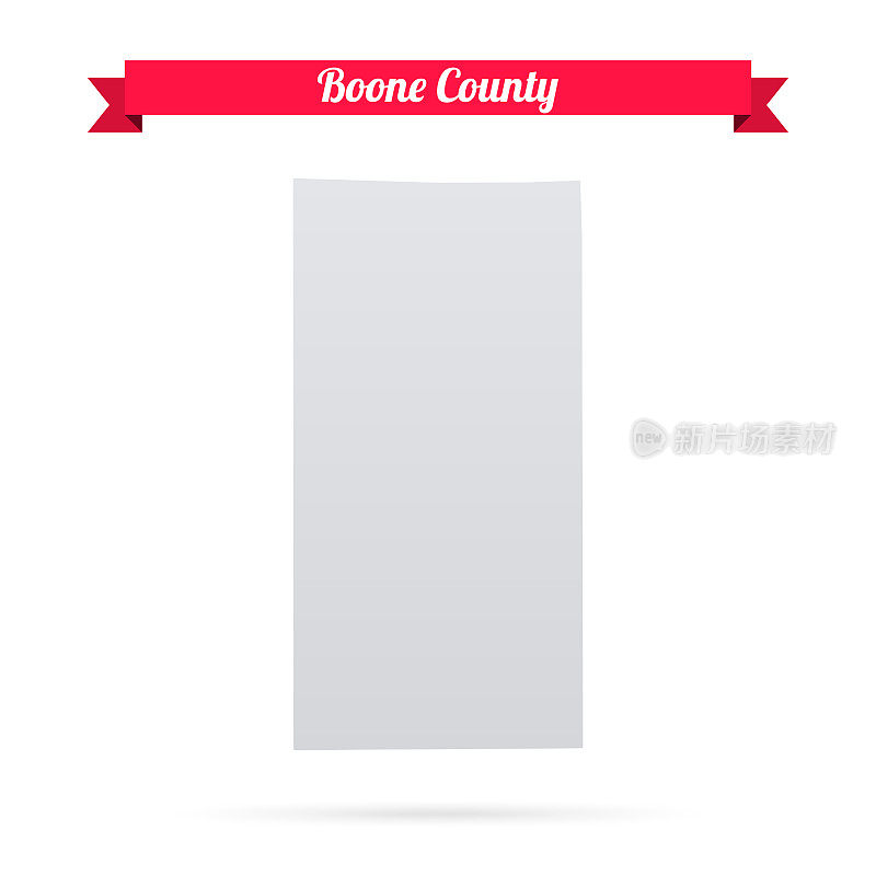 布恩县，伊利诺伊州。白底红旗地图
