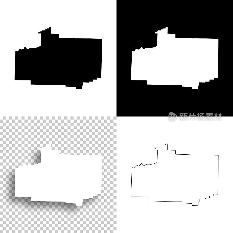 阿肯色州斯科特县。设计地图。空白，白色和黑色背景