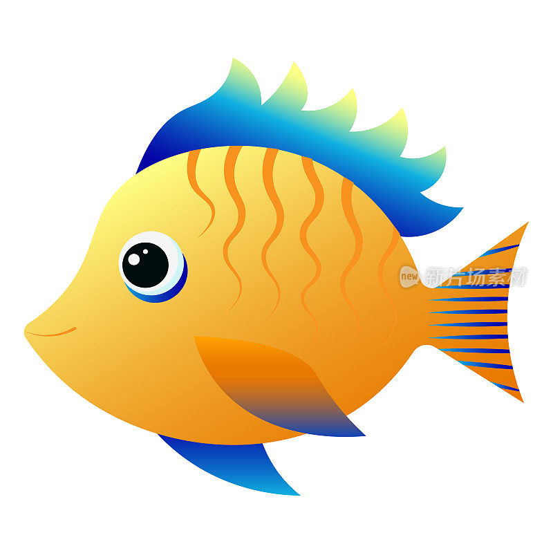 黄色的鱼被隔离在白色的背景上