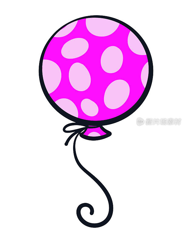 可爱的生日粉红色气球卡通孤立在白色