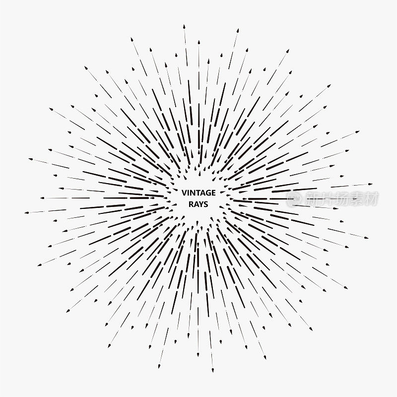 矢量极简主义辐射射线图案插图，抽象背景