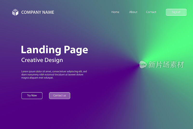 着陆页面模板-绿色抽象背景，径向渐变